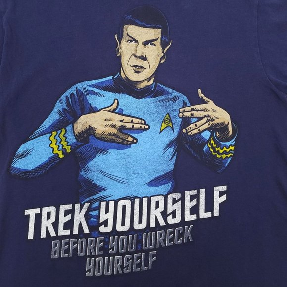 Star Trek T Shirt Size Small Spock Trek Yourself Before You Wreck Yourself Blue - Picture 5 of 6